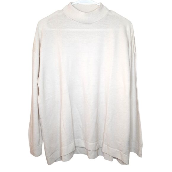 Uniqlo Sweaters - NEW Uniqlo Sweater Ivory Men Size XL Pure New Wool Mock Neck Lightweight LS